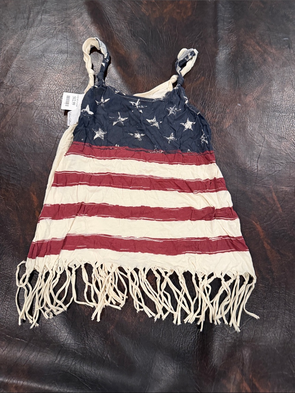 T.J.Maxx Red, White & Blue Star Print Fringe Tank